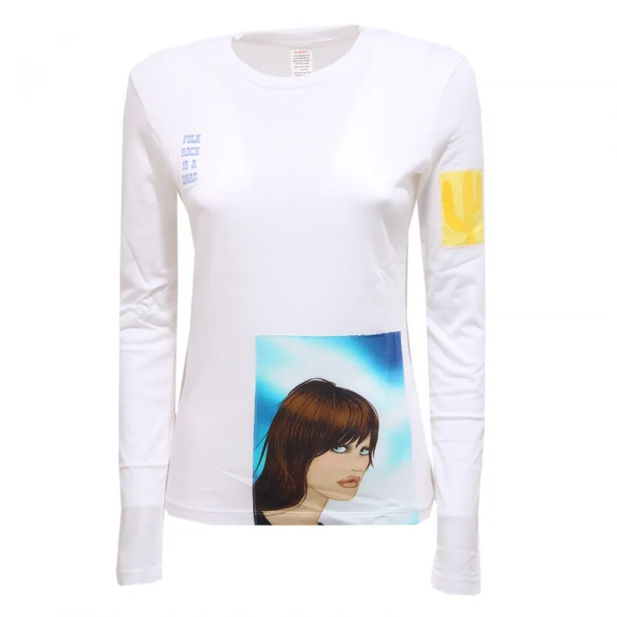 2515R maglia donna CUSTO BARCELONA LONG REFLECT cotone t-shirt long sleeve woman