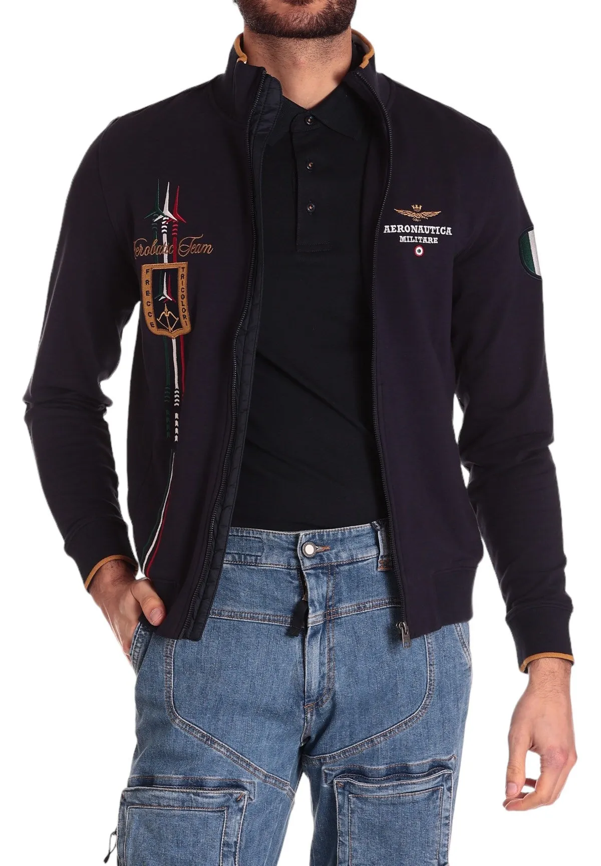 Aeronautica Militare Uomo Felpa Full-Zip 241FE1869F459-08347 Blu