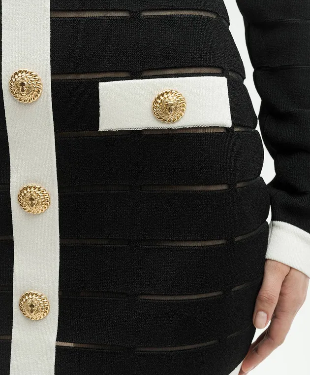 Balmain Miniabito nero con spalle accentuate DF1R8053KG59