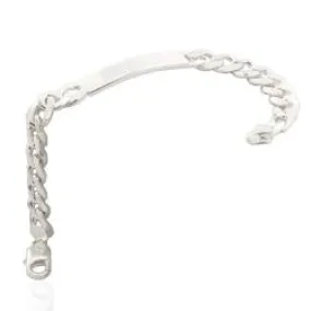 Bracciale unisex maglia grumetta con targa mm 6,9x1,9 in argento massiccio 925 cm 21 da personalizzare