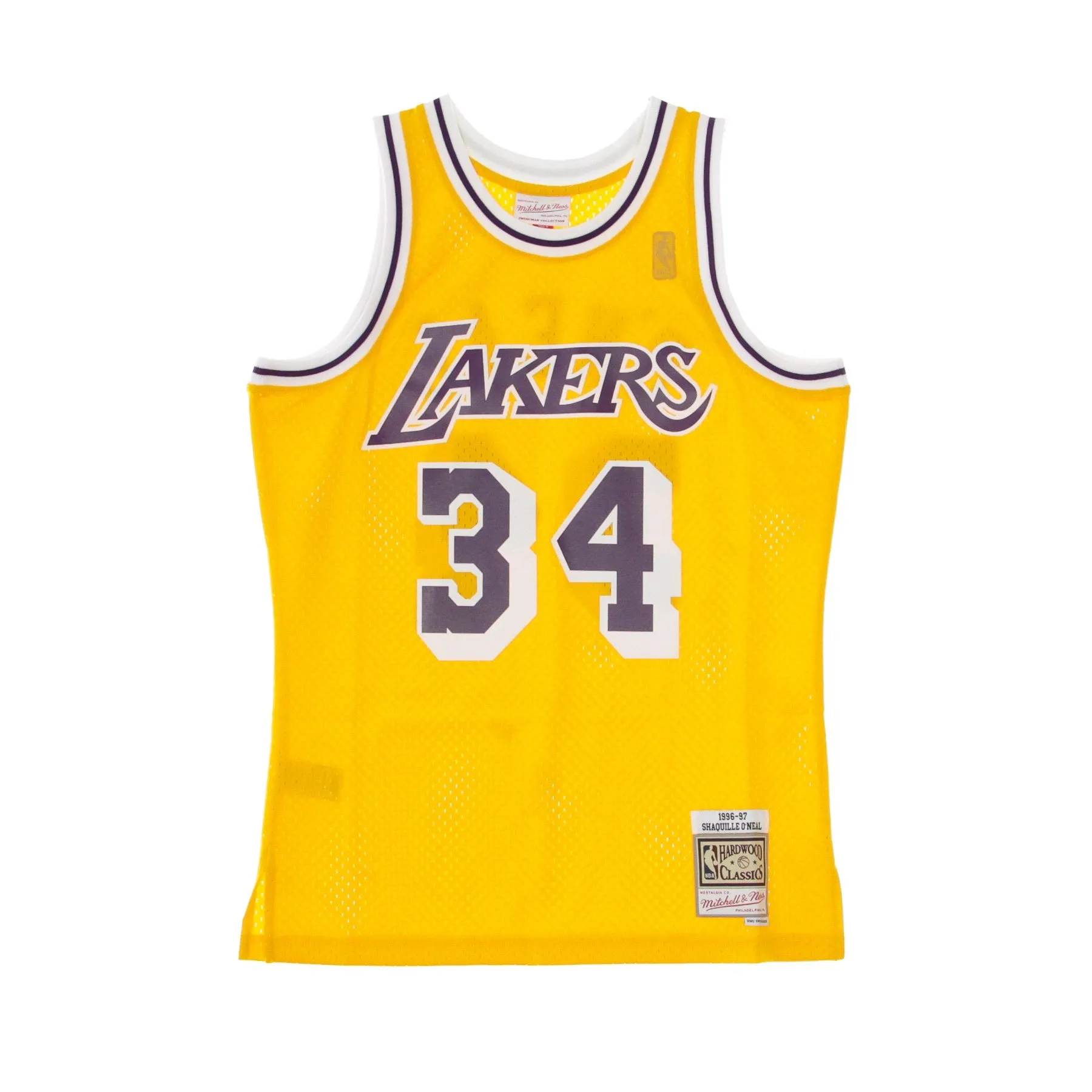 Canotta Basket Uomo Nba Swimgman Jersey Hardwood Classics No 34 Shaquille O'neal 1996-97 Loslak Home Original Team Colors