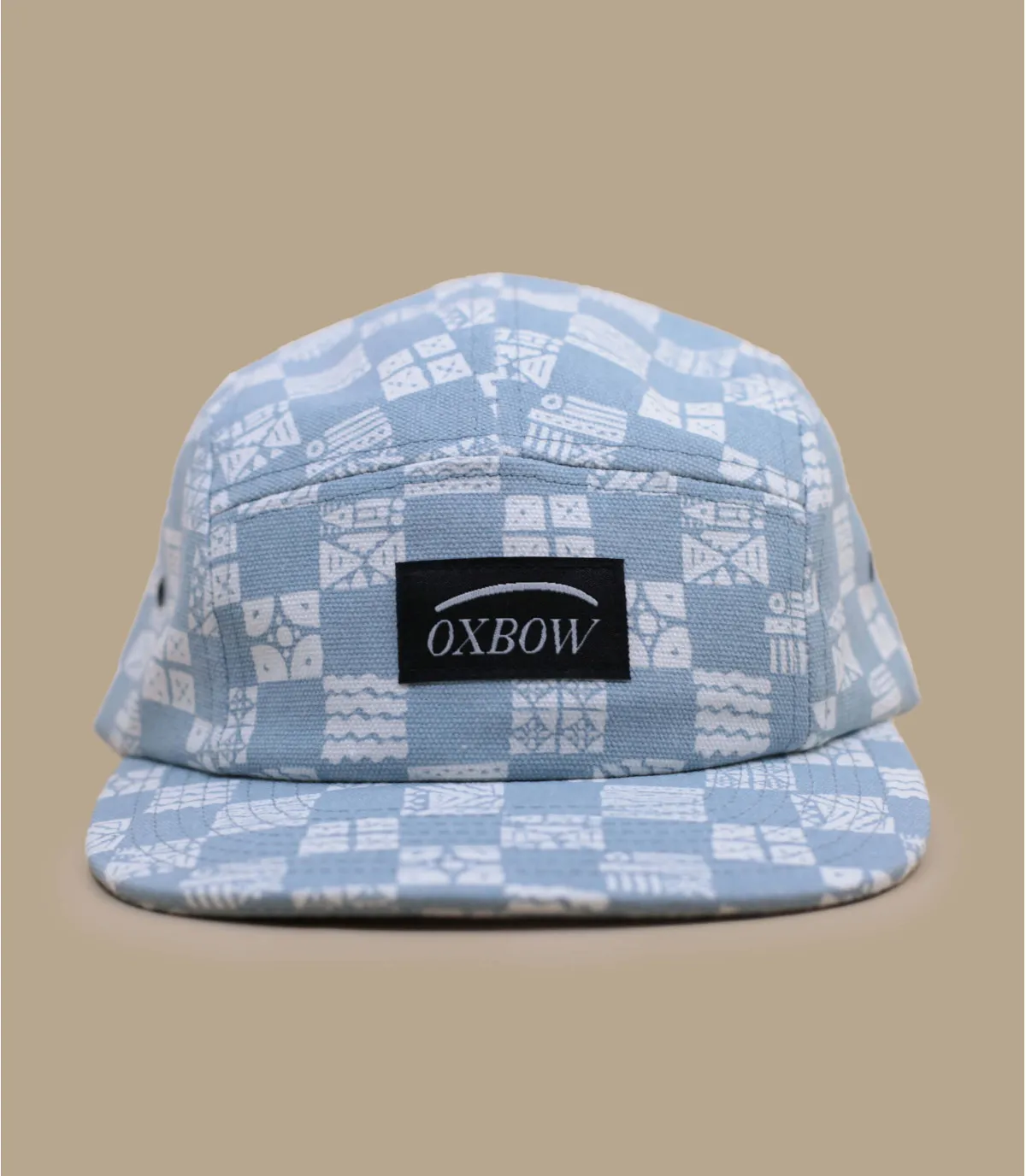 cappello a cinque pannelli con motivo a quadri bianchi e blu5 Panel Epere light blue     