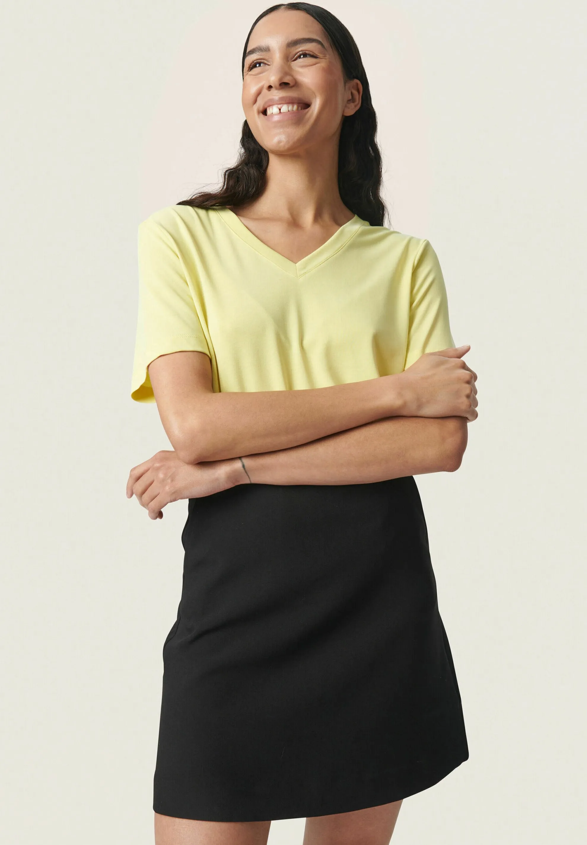 COLUMBINE LOOSE FIT V-NECK - T-shirt basic