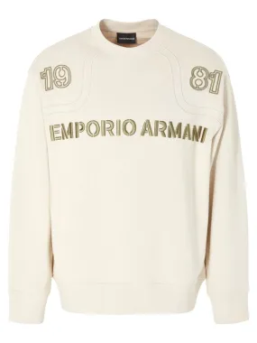 Felpa in jersey heavy con piping e ricamo a rilievo Emporio Armani 1981