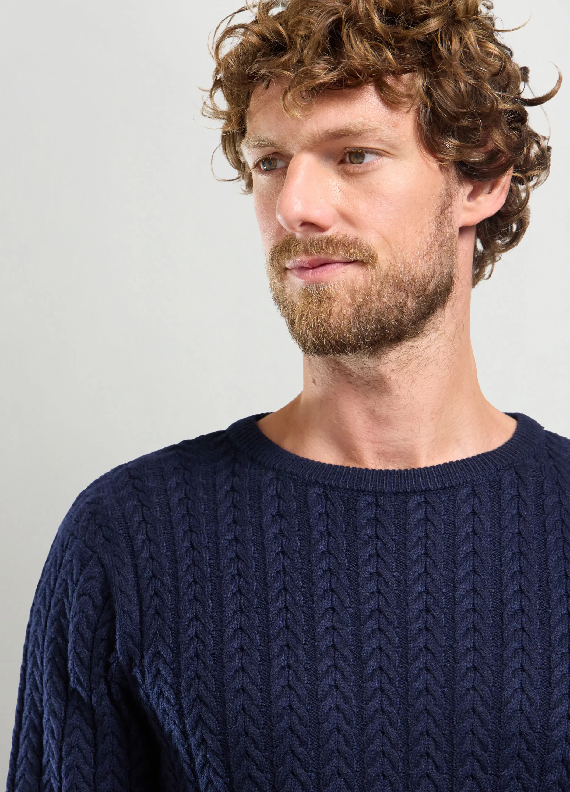 J. HART & BROS  Maglione girocollo a trecce uomo