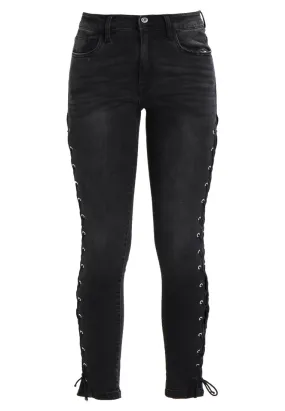 LACE UP PANTS - Jeans Skinny Fit