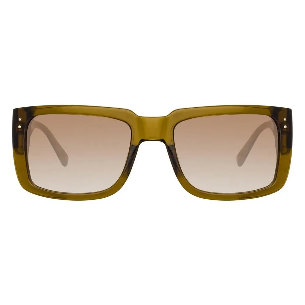 Linda Farrow - Occhiali da Sole Rettangolari Morrison in Verde Kaki - LFL1027C4SUN - Linda Farrow Eyewear