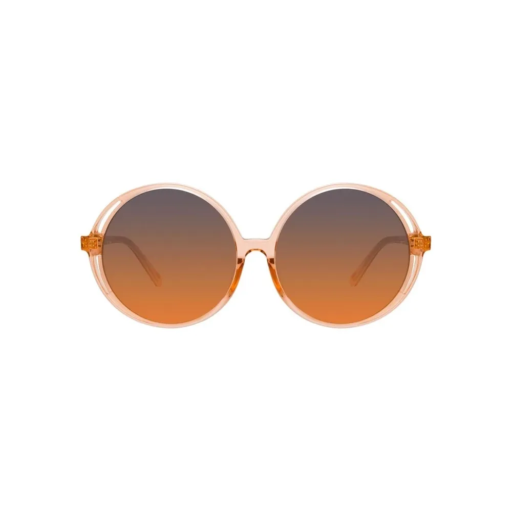 Linda Farrow - Occhiali da Sole Rotondi Bianca in Arancione - LFL989C4SUN - Linda Farrow Eyewear