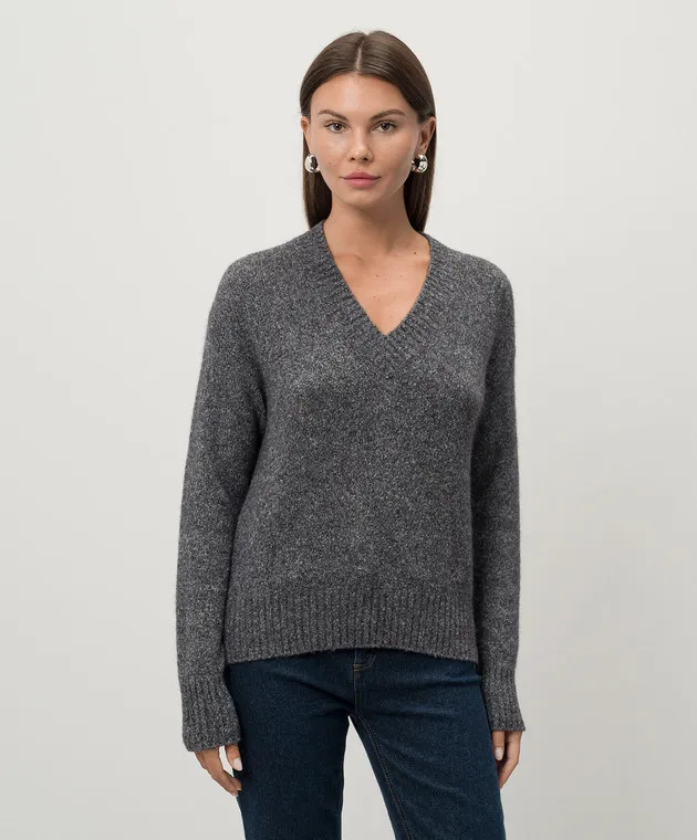 Max Mara Weekend Pullover VISITA grigio melange con lana di alpaca VISITA