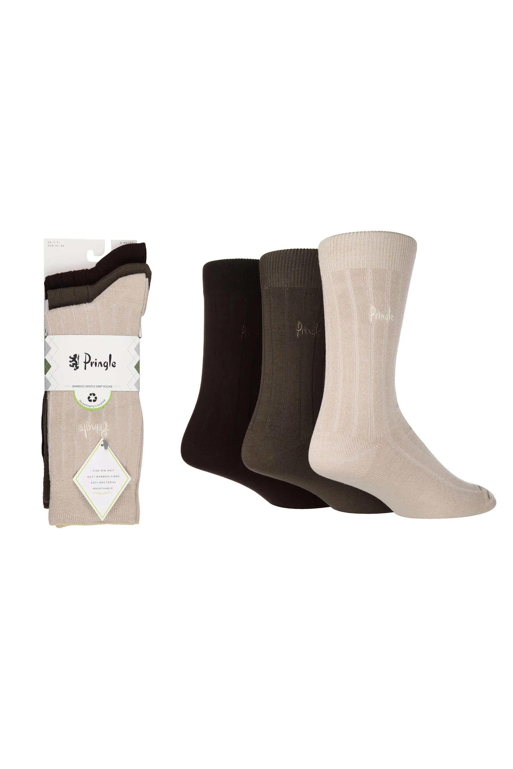 Pringle Classic Bamboo Rib Socks 3 Pack    
