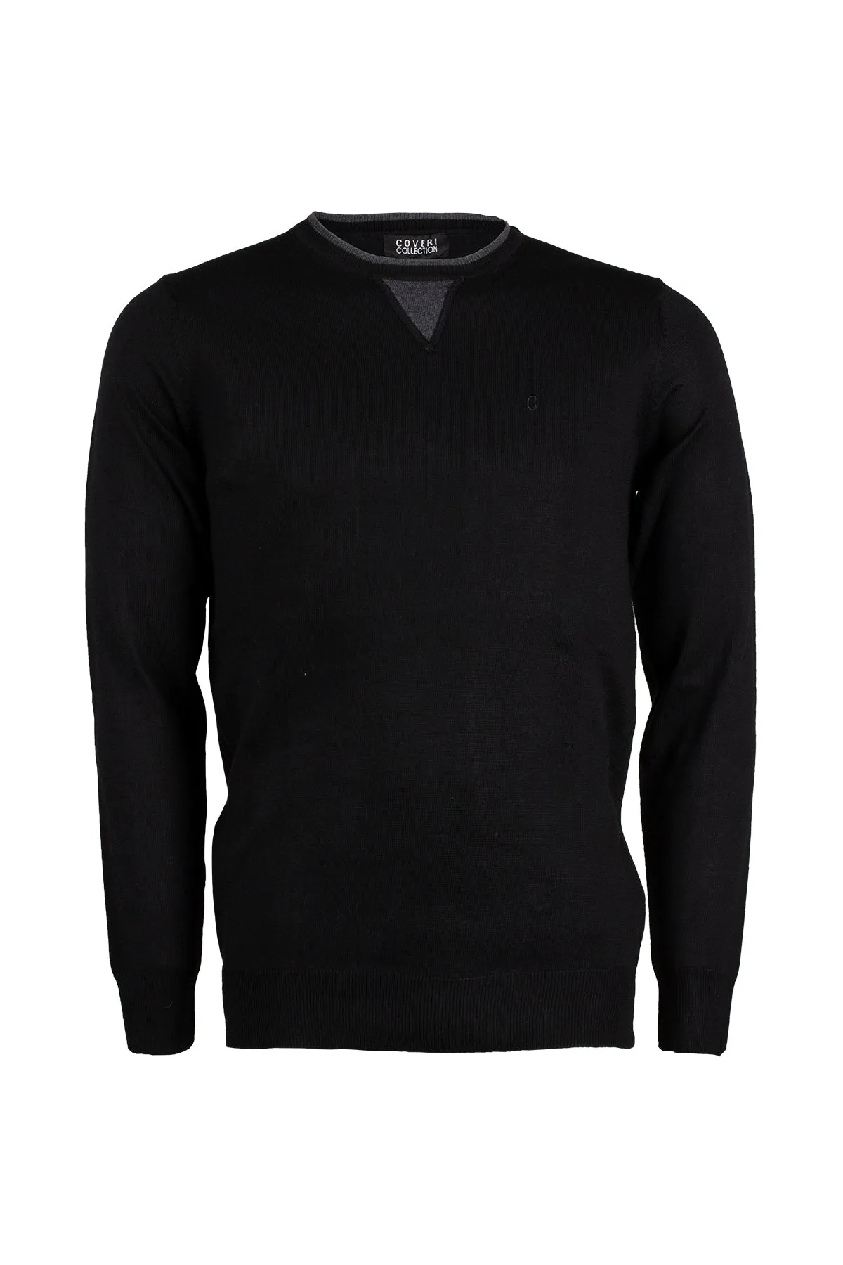 Pullover girocollo uomo dettagli a contrasto