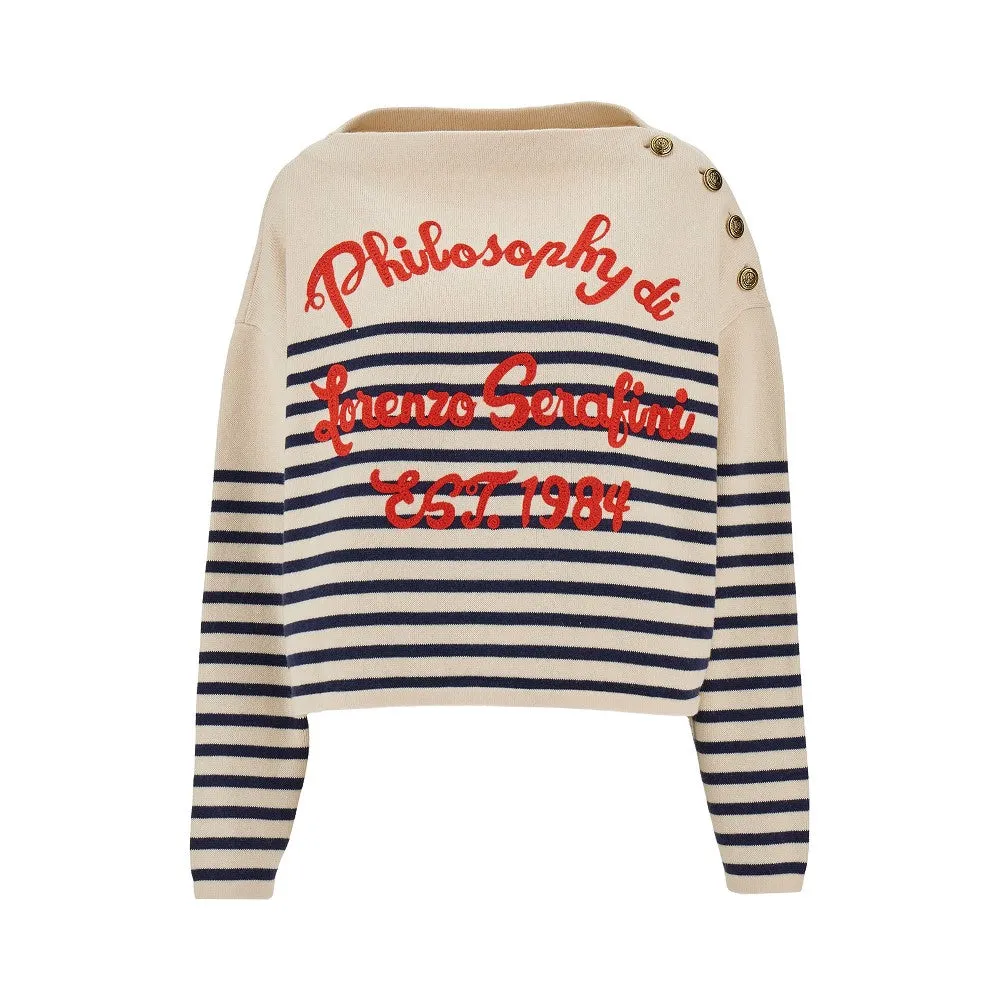 Pullover in cotone e lana a righe