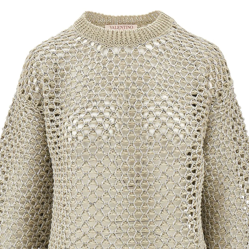 Pullover lurex in misto lino a rete