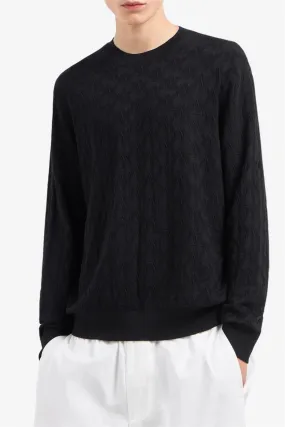 PULLOVER NERO DA UOMO ARMANI EXCHANGE MONOGRAM 6DZM6K