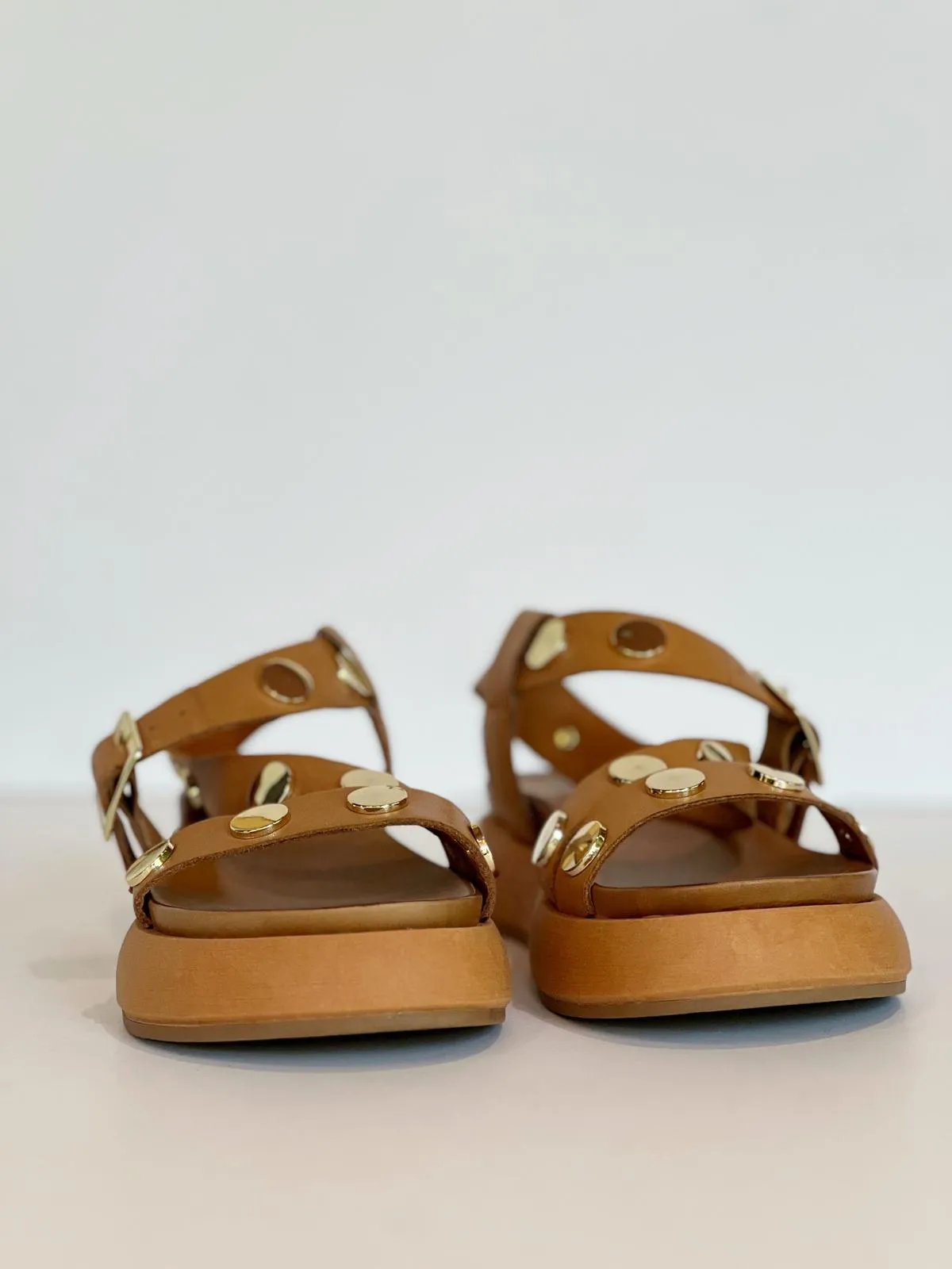 S3-972013 Sandalo Zeppa Borchie Coconut  