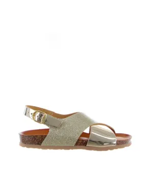 Sandalo in pelle specchiata e glitter