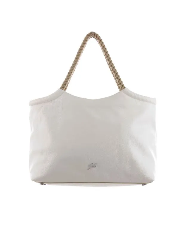 Shopper raffaella l in pelle con manici in corda