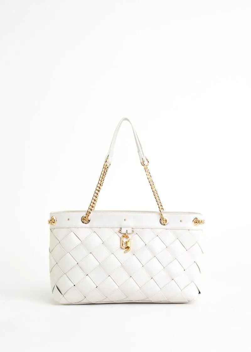 Shopping bag in similpelle intrecciata