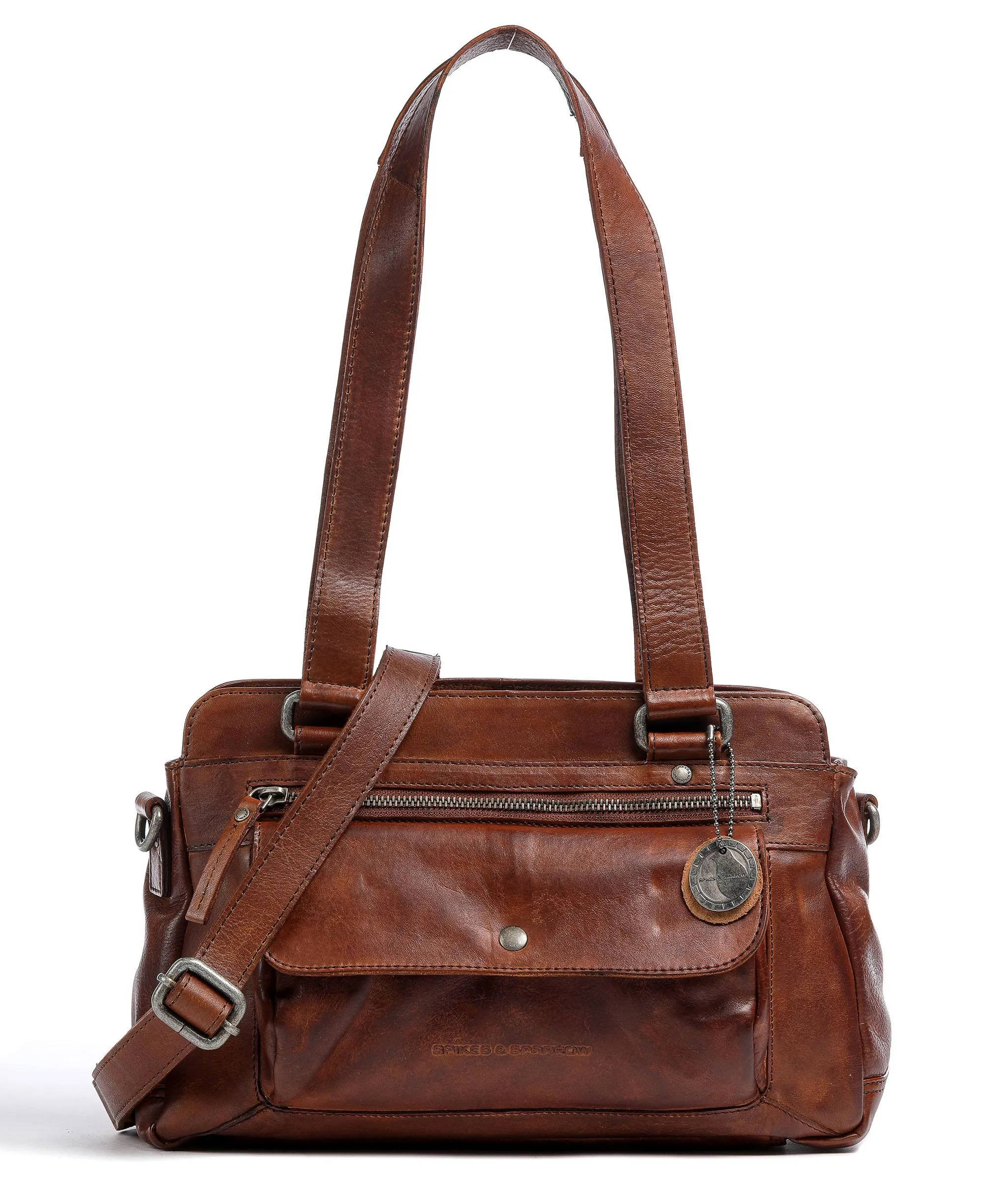  Spikes & Sparrow Mustang Borsa a spalla pelle a grana fine cognac  