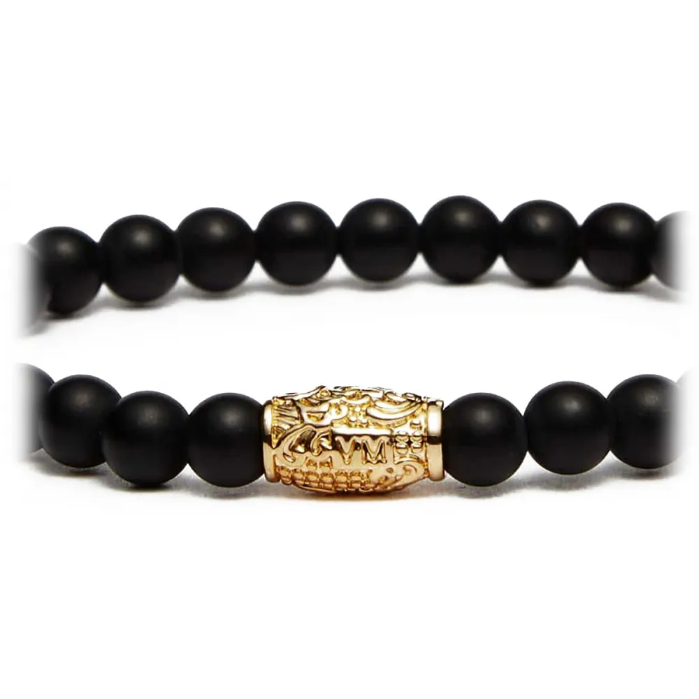 Viola Milano - Bracciale Gemstone 6 mm - Tubo Oro - Nero Opaco - Handmade in Italy - Luxury Exclusive Collection